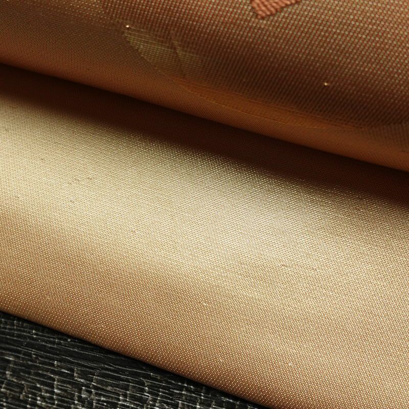 名古屋帯 太鼓柄 良品 正絹 花柄 名古屋仕立て 箔 帯 ベージュ_画像8