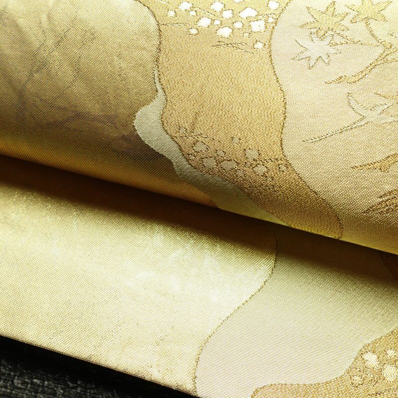 袋帯 六通柄 フォーマル用 正絹 木の葉・植物柄 箔 帯 入学式 卒業式 結婚式 金・銀_画像7