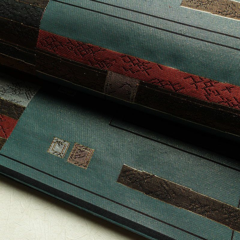 袋帯 六通柄 良品 フォーマル用 正絹 縞柄・線柄 箔 帯 入学式 卒業式 緑・うぐいす色_画像8