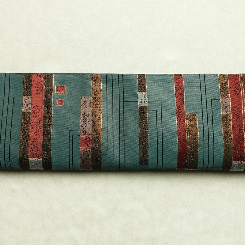 袋帯 六通柄 良品 フォーマル用 正絹 縞柄・線柄 箔 帯 入学式 卒業式 緑・うぐいす色_画像16