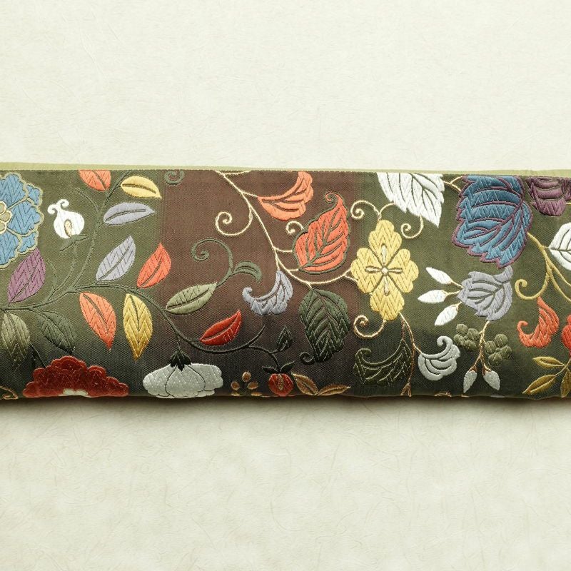 袋帯 紹巴 六通柄 正絹 木の葉・植物柄 金糸 帯 入学式 卒業式 結婚式 多色使い_画像15