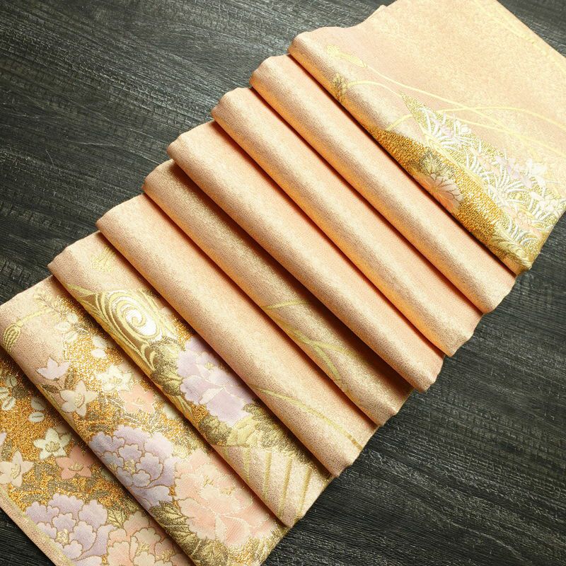 袋帯 プラチナ箔 六通柄 美品 フォーマル用 正絹 花柄 箔 金通し 金糸 帯 入学式 卒業式 結婚式 ピンク_画像19
