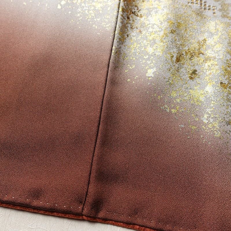 付け下げ 金駒刺繍 正絹 花柄 袷仕立て 身丈165cm 裄丈69cm 箔 刺繍 金彩 フォーマル 着物 入学式 卒業式 結婚式 くすみ朱色 赤・朱_画像11