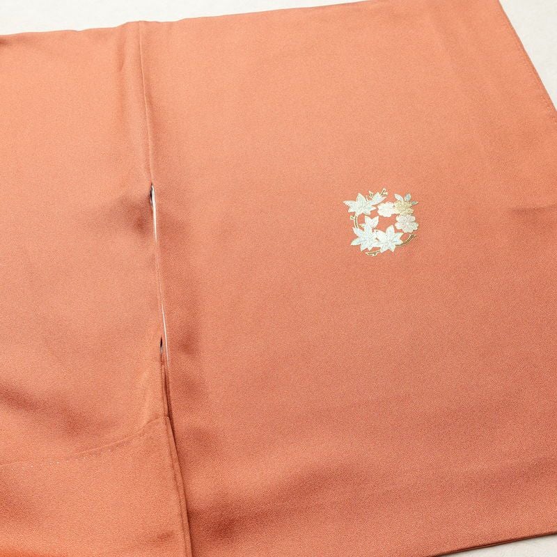 付け下げ 金駒刺繍 正絹 花柄 袷仕立て 身丈165cm 裄丈69cm 箔 刺繍 金彩 フォーマル 着物 入学式 卒業式 結婚式 くすみ朱色 赤・朱_画像13