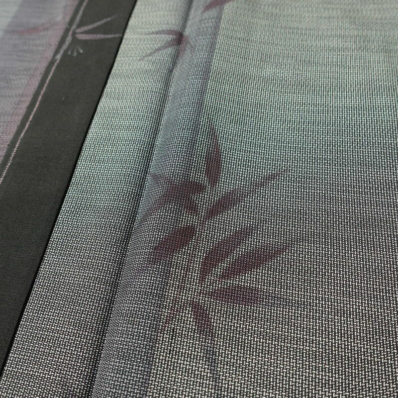 本場大島紬 伝統工芸品 単衣 美品 証紙あり 正絹 木の葉・植物柄 単衣仕立て 身丈159.5cm 裄丈65cm さが美 着物 紫・藤色_画像9