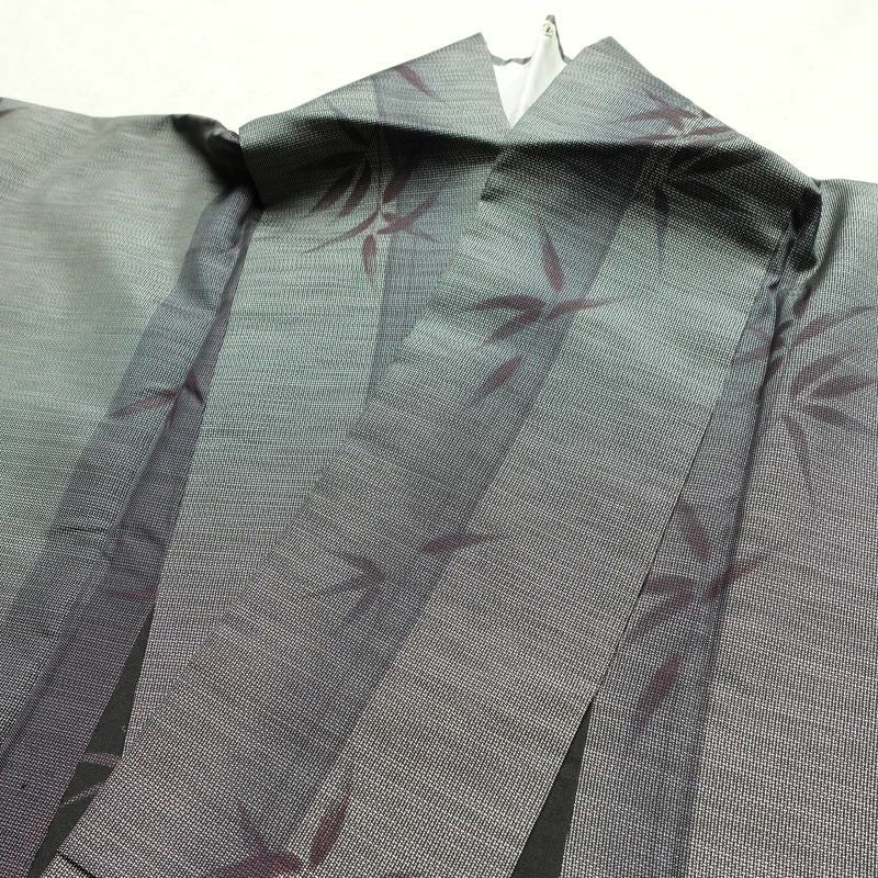 本場大島紬 伝統工芸品 単衣 美品 証紙あり 正絹 木の葉・植物柄 単衣仕立て 身丈159.5cm 裄丈65cm さが美 着物 紫・藤色_画像16