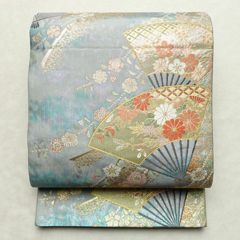 袋帯 六通柄 良品 フォーマル用 正絹 古典柄 箔 帯 入学式 卒業式 結婚式 振袖 二十歳 青・紺_画像1