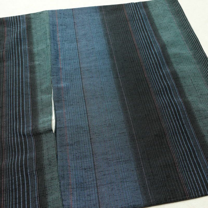 紬 正絹 縞柄・線柄 袷仕立て 身丈166cm 裄丈67cm 着物 モダン 青・紺_画像13