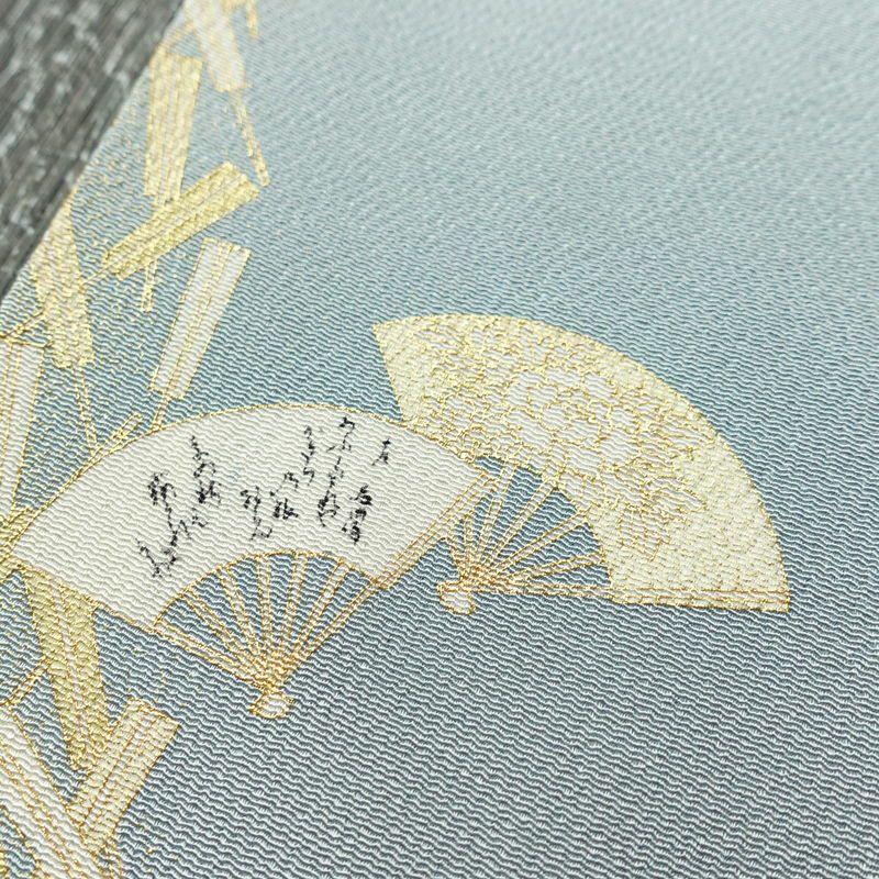 色留袖 三つ紋付き 松尾光琳 落款入り 縮緬 正絹 古典柄 袷仕立て 身丈165.5cm 裄丈67.5cm 箔 フォーマル 着物 結婚式 青・紺_画像7