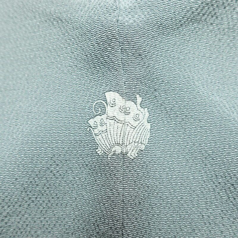 色留袖 三つ紋付き 松尾光琳 落款入り 縮緬 正絹 古典柄 袷仕立て 身丈165.5cm 裄丈67.5cm 箔 フォーマル 着物 結婚式 青・紺_画像13