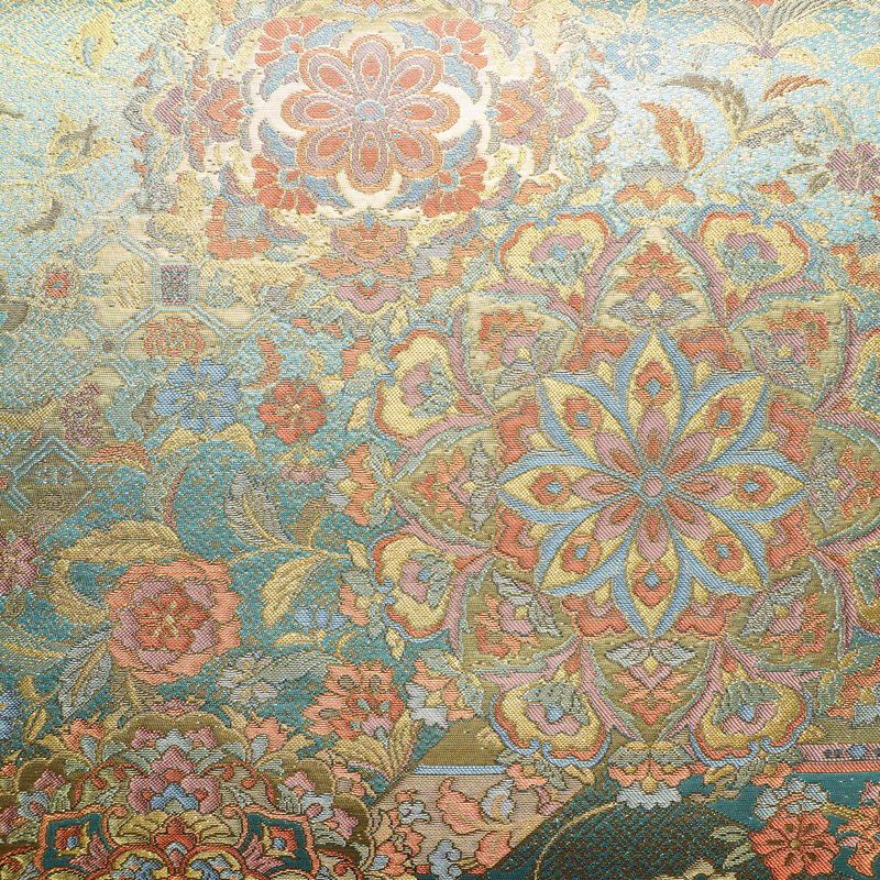 袋帯 青銅彫金 六通柄 良品 フォーマル用 正絹 幾何学柄・抽象柄 箔 帯 入学式 卒業式 結婚式 緑・うぐいす色_画像2