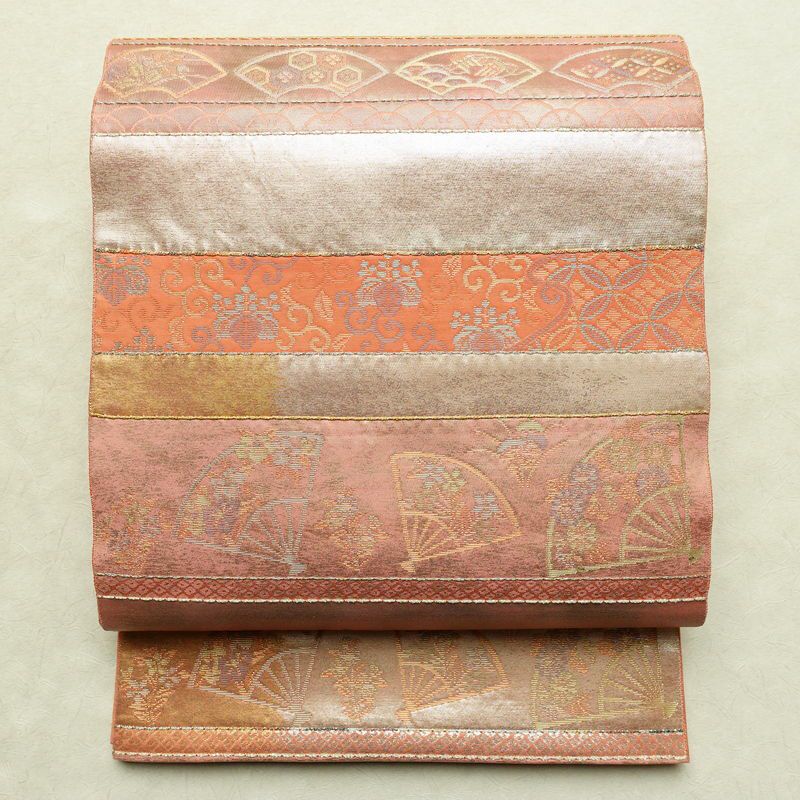 袋帯 六通柄 フォーマル用 正絹 縞柄・線柄 箔 金糸 帯 入学式 卒業式 結婚式 ピンク_画像1