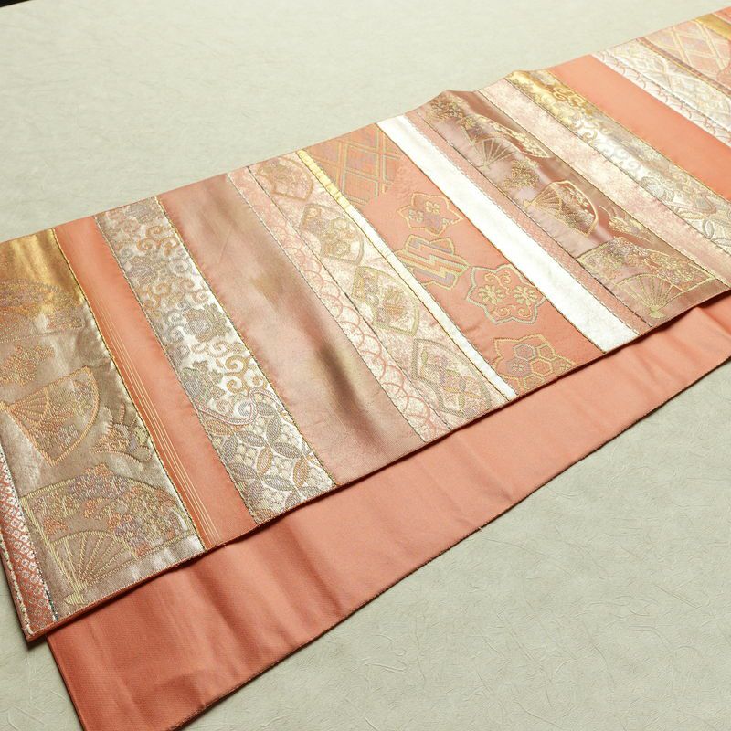 袋帯 六通柄 フォーマル用 正絹 縞柄・線柄 箔 金糸 帯 入学式 卒業式 結婚式 ピンク_画像8