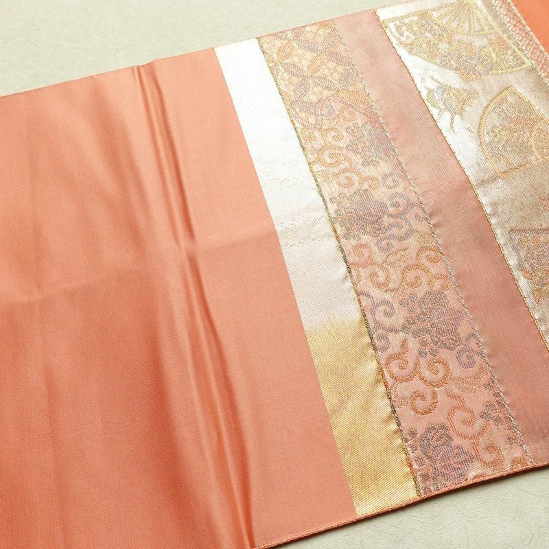 袋帯 六通柄 フォーマル用 正絹 縞柄・線柄 箔 金糸 帯 入学式 卒業式 結婚式 ピンク_画像16