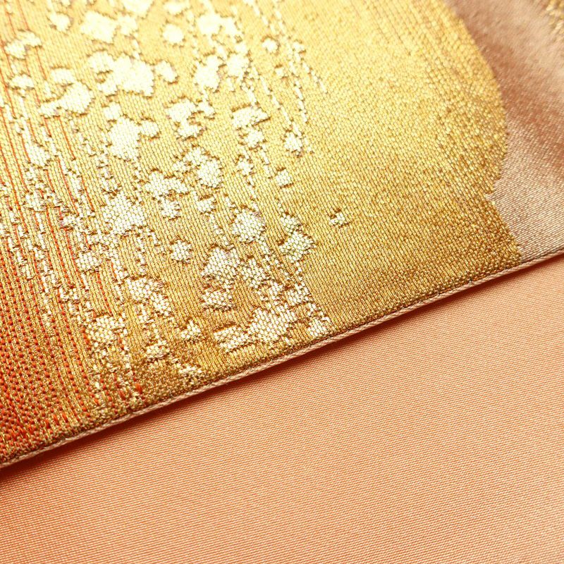 袋帯 六通柄 良品 フォーマル用 正絹 雲柄 箔 金糸 帯 ピンク_画像12