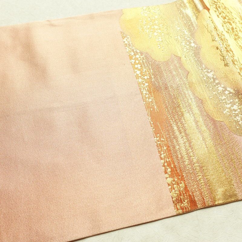 袋帯 六通柄 良品 フォーマル用 正絹 雲柄 箔 金糸 帯 ピンク_画像16