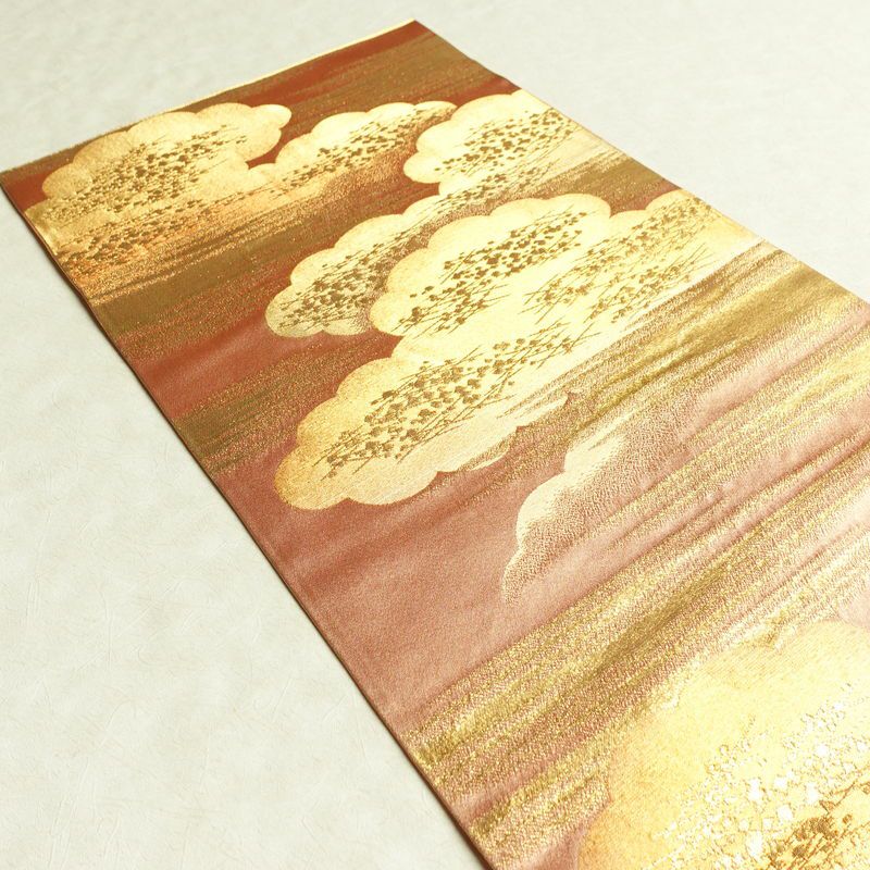 袋帯 六通柄 良品 フォーマル用 正絹 雲柄 箔 金糸 帯 ピンク_画像18