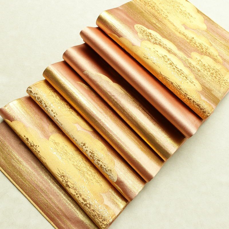 袋帯 六通柄 良品 フォーマル用 正絹 雲柄 箔 金糸 帯 ピンク_画像19