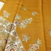振袖 正絹 木の葉・植物柄 袷仕立て 身丈170.5cm 裄丈69cm 箔 フォーマル 成人式 二十歳 黄・黄土色_画像5