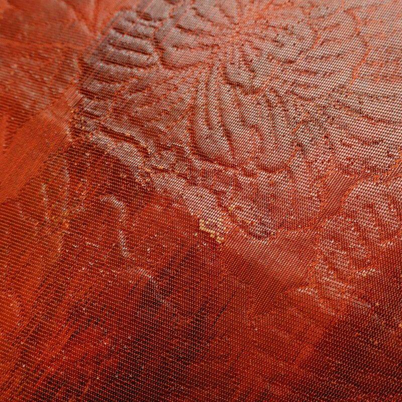 袋帯 六通柄 フォーマル用 正絹 花柄 帯 橙_画像19