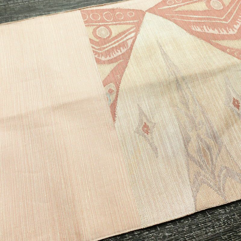袋帯 六通柄 フォーマル用 正絹 幾何学柄・抽象柄 帯 ベージュ_画像17