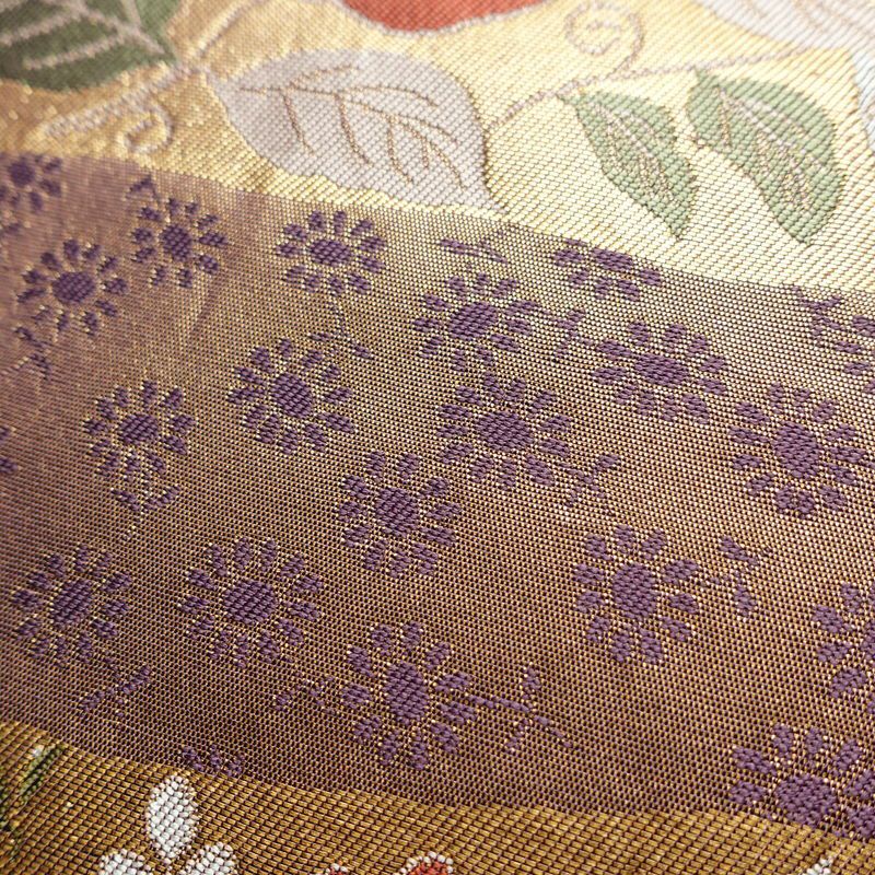 袋帯 六通柄 フォーマル用 正絹 花柄 箔 帯 入学式 卒業式 結婚式 椿 紫・藤色_画像6