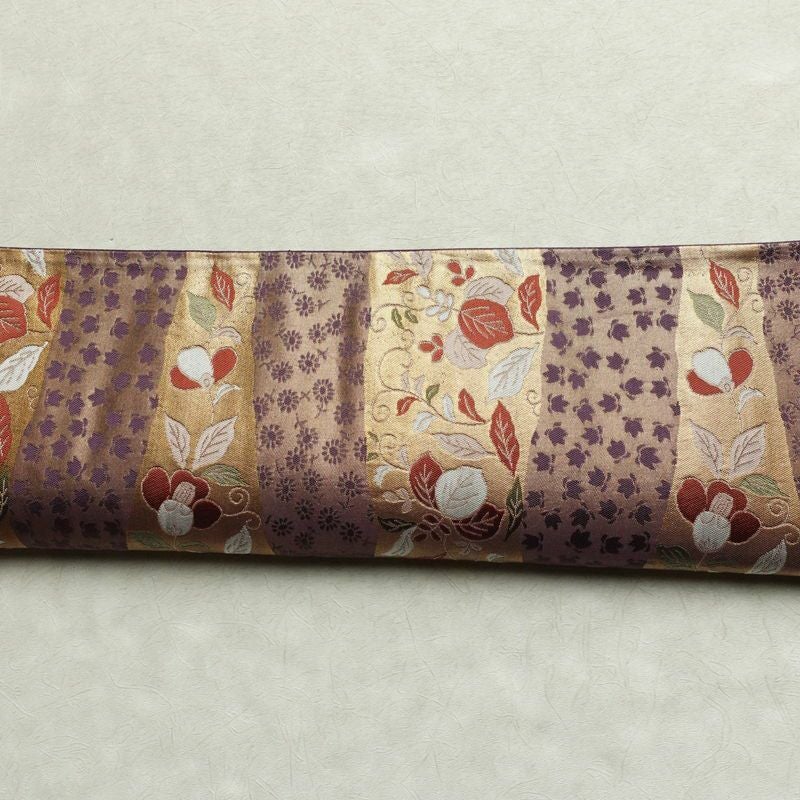 袋帯 六通柄 フォーマル用 正絹 花柄 箔 帯 入学式 卒業式 結婚式 椿 紫・藤色_画像15