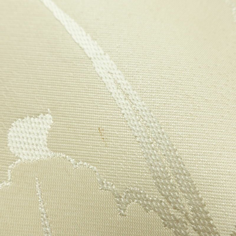 名古屋帯 六通柄 正絹 花柄 名古屋仕立て 箔 銀糸 帯 クリーム_画像10