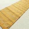 名古屋帯 六通柄 良品 正絹 縞柄・線柄 名古屋仕立て 箔 帯 黄・黄土色_画像7