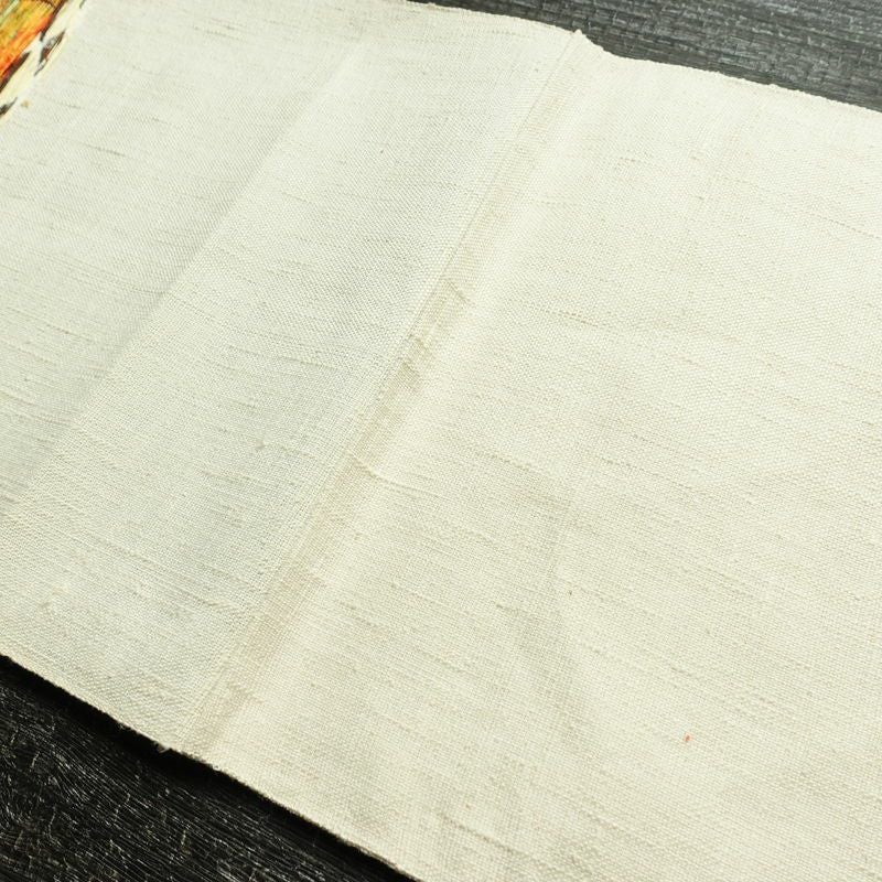 名古屋帯 太鼓柄 良品 正絹 幾何学柄・抽象柄 松葉仕立て 帯 紬地 白_画像15