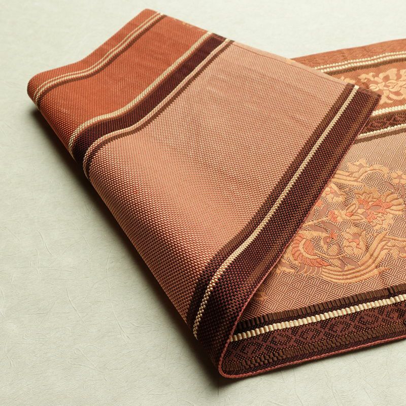 名古屋帯 六通柄 正絹 幾何学柄・抽象柄 松葉仕立て 帯 茶_画像9