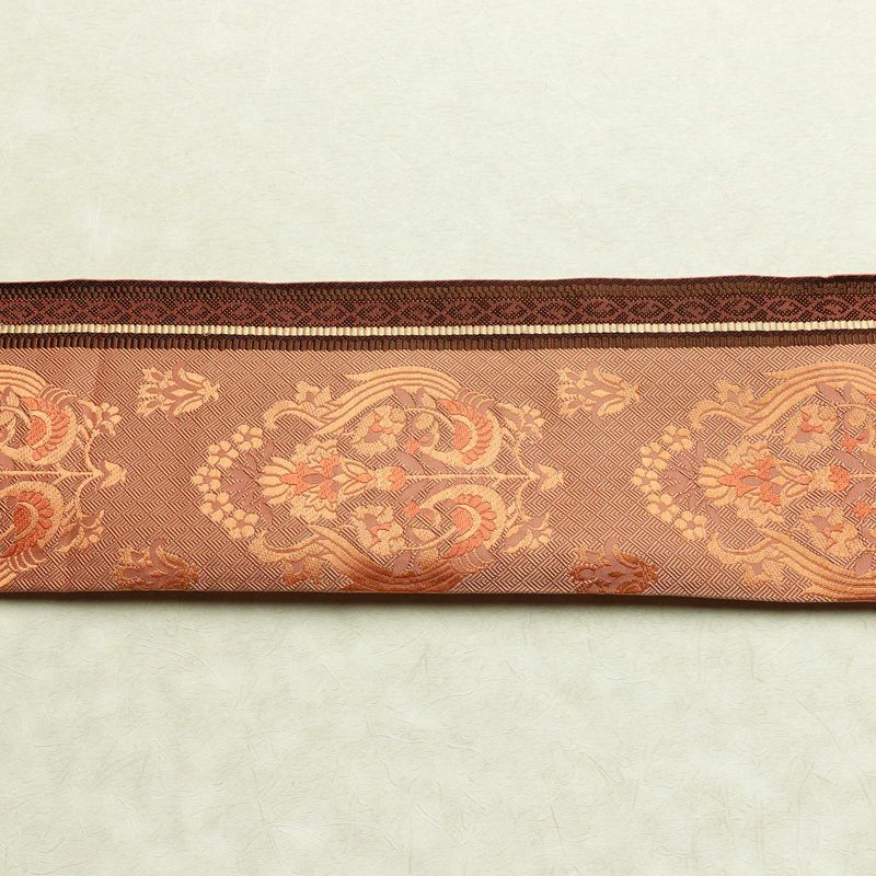 名古屋帯 六通柄 正絹 幾何学柄・抽象柄 松葉仕立て 帯 茶_画像13