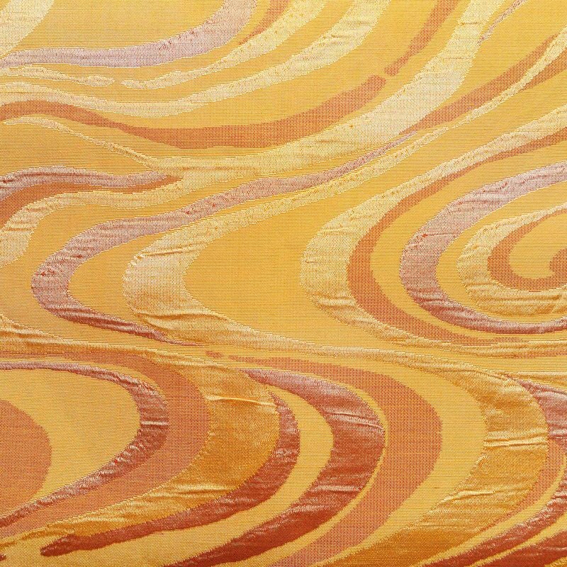 名古屋帯 六通柄 正絹 流水・波柄 名古屋仕立て 帯 橙_画像2