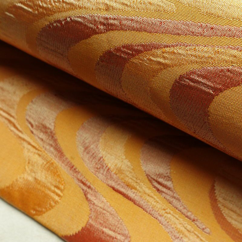 名古屋帯 六通柄 正絹 流水・波柄 名古屋仕立て 帯 橙_画像6