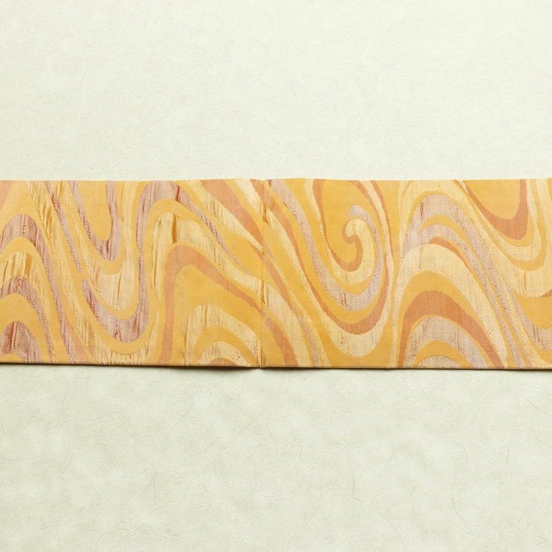 名古屋帯 六通柄 正絹 流水・波柄 名古屋仕立て 帯 橙_画像11