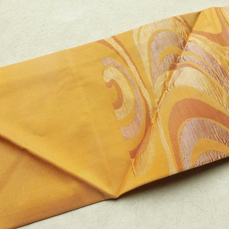 名古屋帯 六通柄 正絹 流水・波柄 名古屋仕立て 帯 橙_画像12