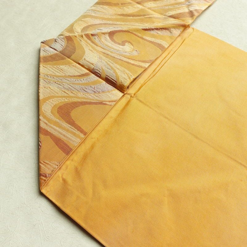 名古屋帯 六通柄 正絹 流水・波柄 名古屋仕立て 帯 橙_画像18