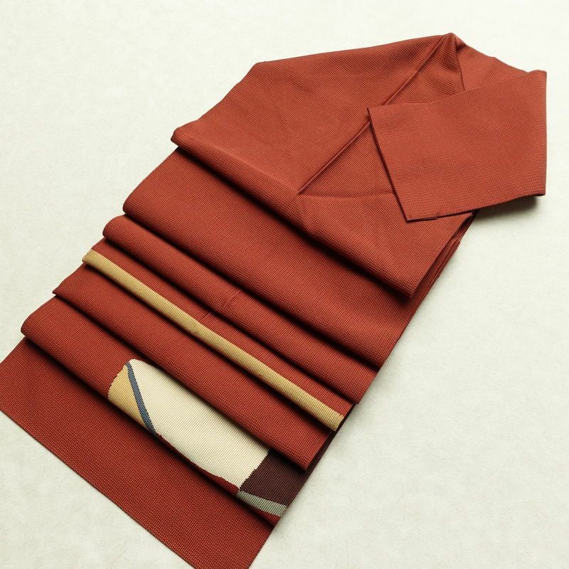 名古屋帯 太鼓柄 正絹 幾何学柄・抽象柄 松葉仕立て 帯 橙_画像19