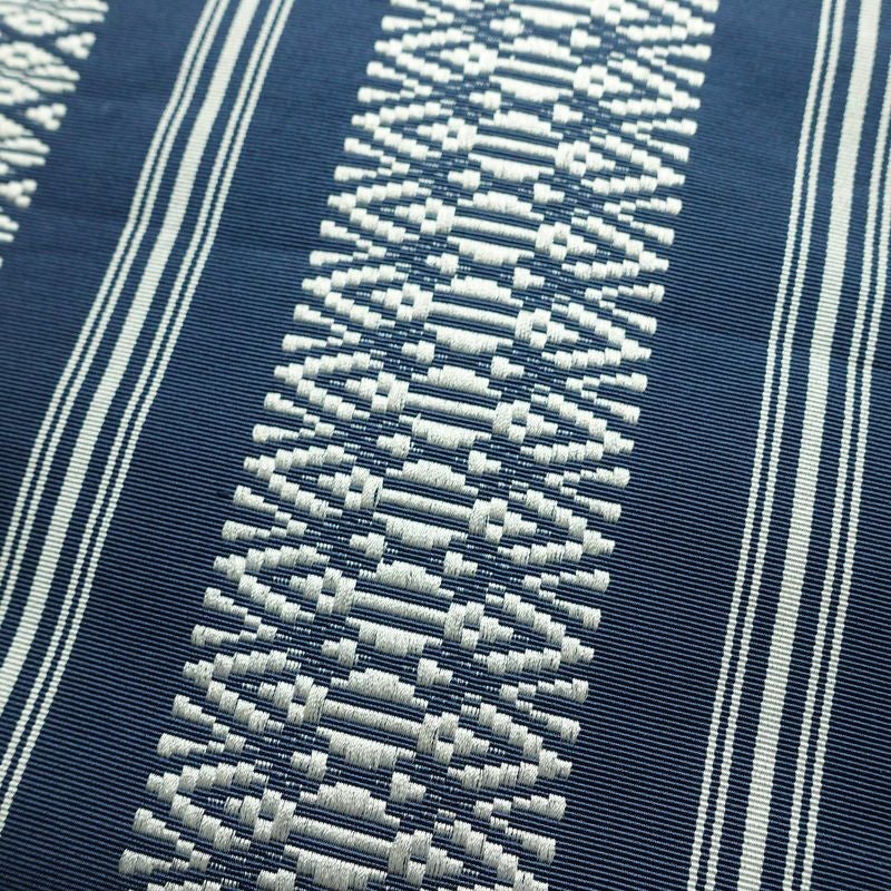 名古屋帯 献上柄 全通柄 正絹 縞柄・線柄 松葉仕立て 帯 青・紺_画像3