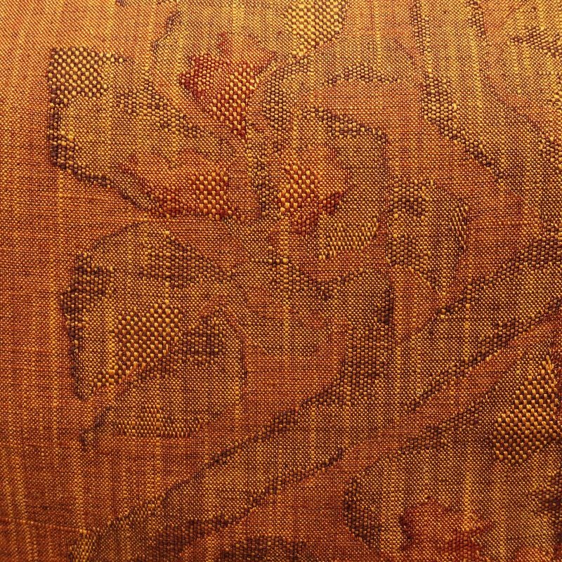 名古屋帯 六通柄 良品 正絹 木の葉・植物柄 松葉仕立て 帯 紬地 橙_画像2