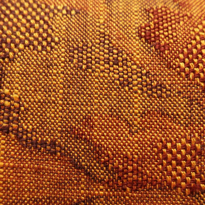 名古屋帯 六通柄 良品 正絹 木の葉・植物柄 松葉仕立て 帯 紬地 橙_画像4