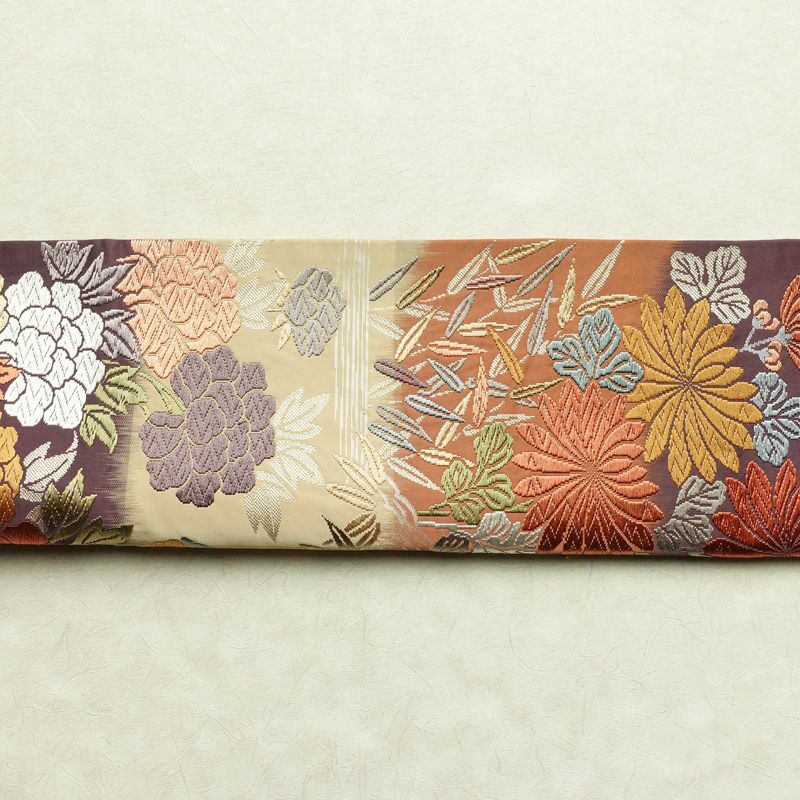 袋帯 六通柄 フォーマル用 正絹 木の葉・植物柄 帯 入学式 卒業式 結婚式 多色使い_画像12