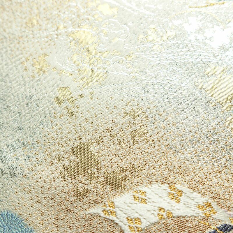 袋帯 嘉祥御車文 六通柄 フォーマル用 正絹 古典柄 箔 金糸 銀糸 帯 入学式 卒業式 結婚式 多色使い_画像7