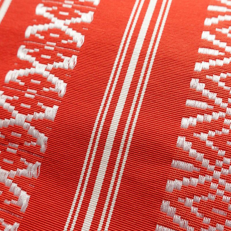 名古屋帯 全通柄 正絹 献上柄 縞柄・線柄 通し仕立て 帯 赤・朱_画像5