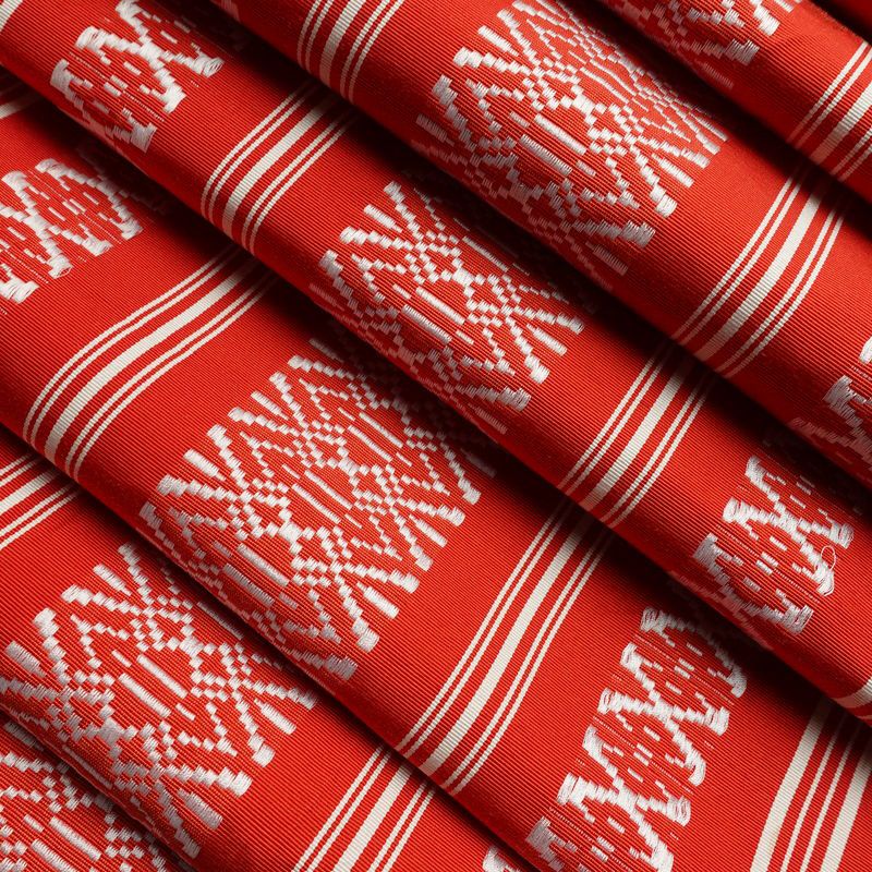 名古屋帯 全通柄 正絹 献上柄 縞柄・線柄 通し仕立て 帯 赤・朱_画像21