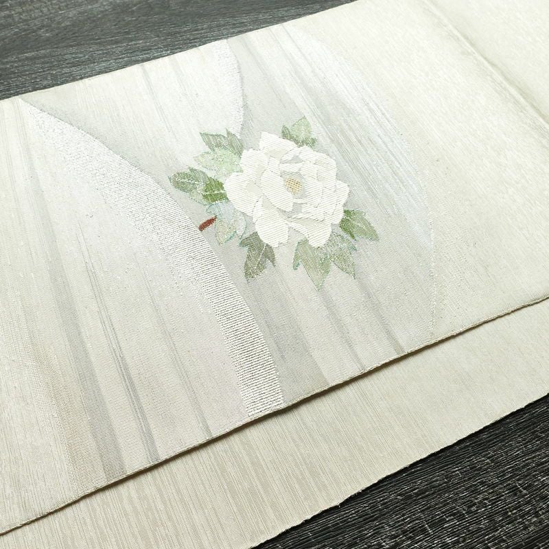袋帯 太鼓柄 良品 フォーマル用 正絹 花柄 金糸 銀糸 帯 白_画像12
