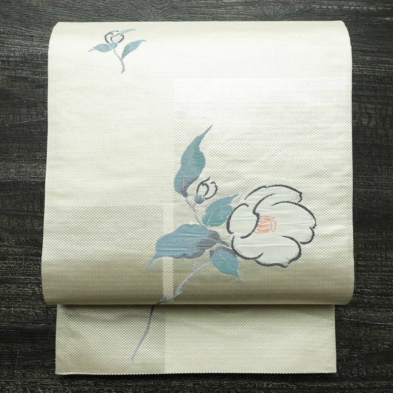 袋帯 大内つづれ 六通柄 フォーマル用 正絹 花柄 帯 卒業式 白_画像1