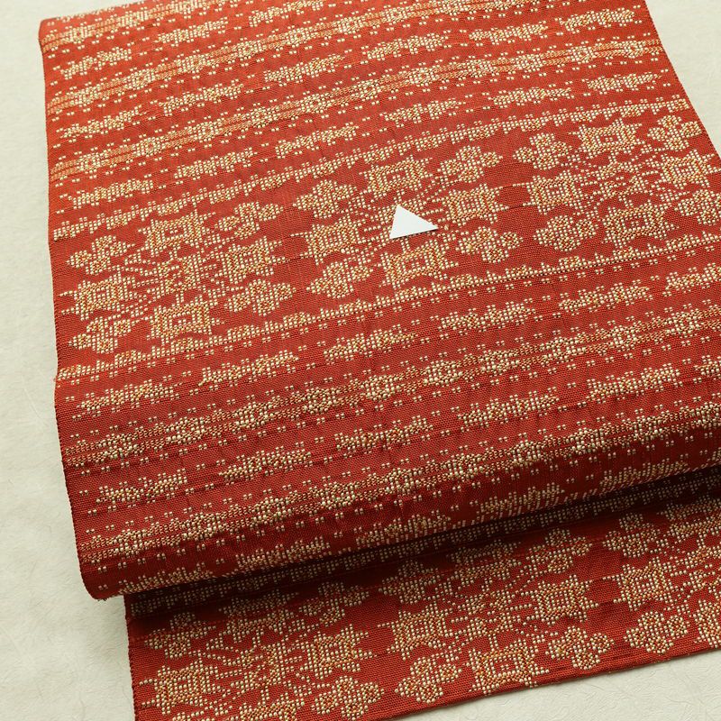 名古屋帯 全通柄 正絹 幾何学柄・抽象柄 名古屋仕立て 帯 橙_画像7