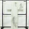 盛夏 付下 しつけ糸付き 正絹 花柄 単衣仕立て 身丈162cm 裄丈67cm 箔 フォーマル 着物 グレー_画像2