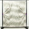小紋 良品 しつけ糸付き 正絹 花柄 袷仕立て 身丈157.5cm 裄丈65cm 箔 金彩 着物 グレー_画像1